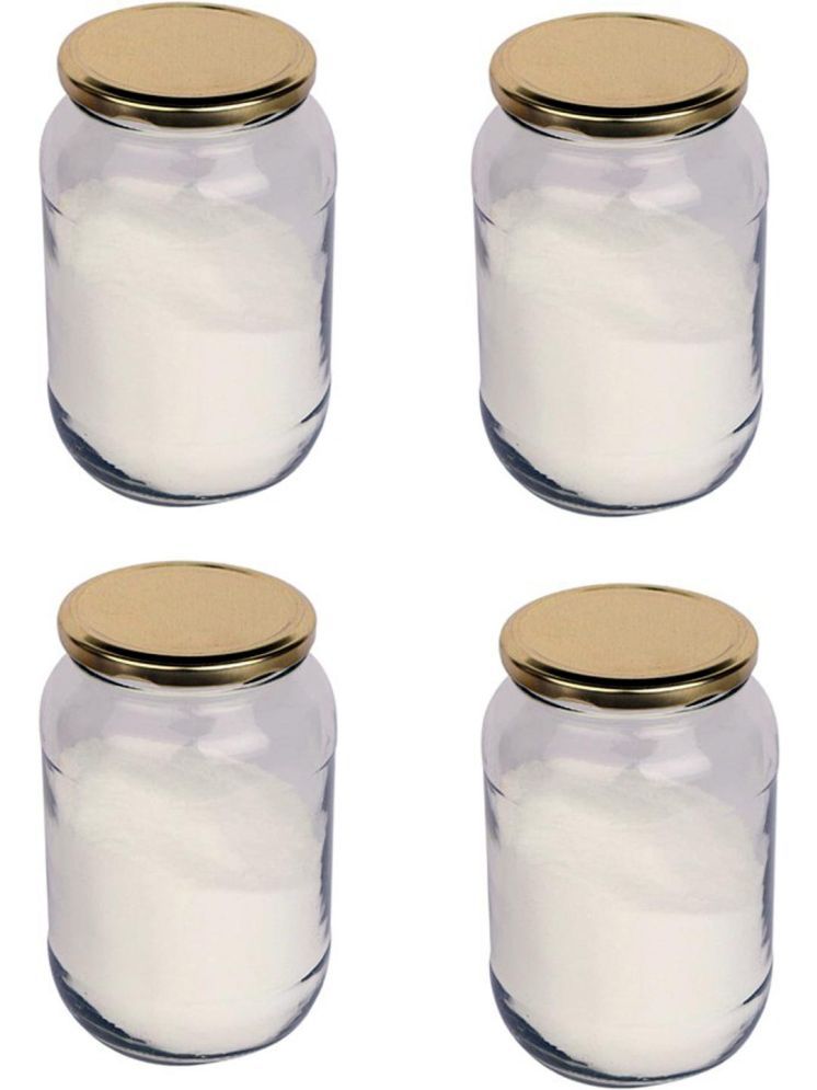     			1st Time Glass Container Jar Glass Transparent Cookie Container ( Set of 4 )