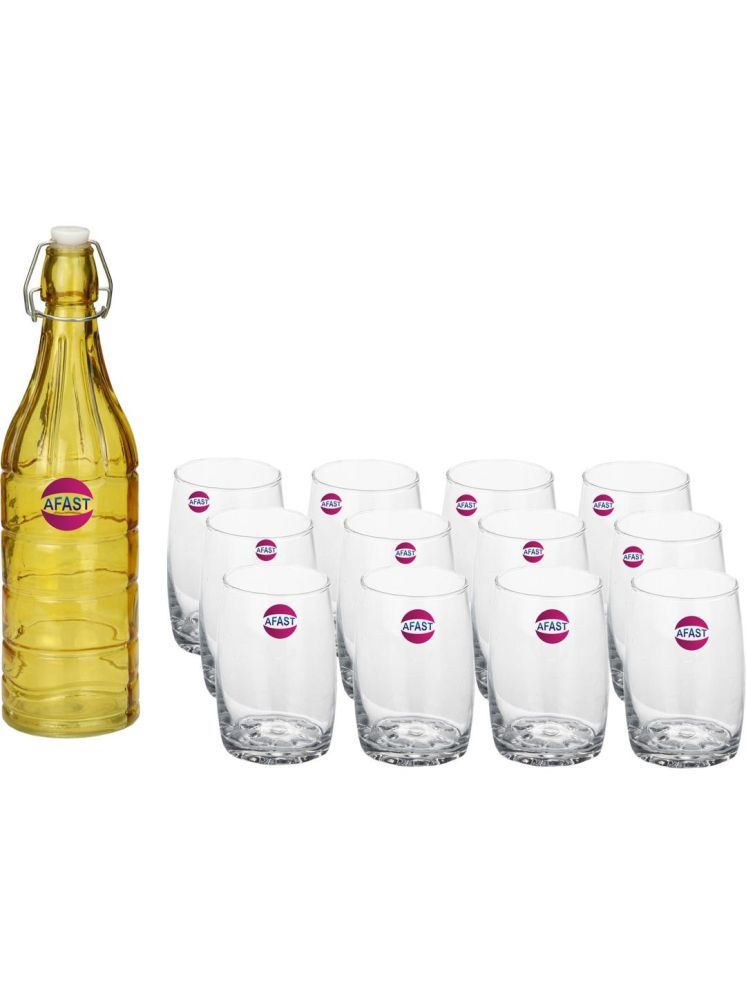     			1st Time Glass Serving Set with Bottle Multicolor Glass Fridge Water Bottle 270 mL ( Set of 13 )