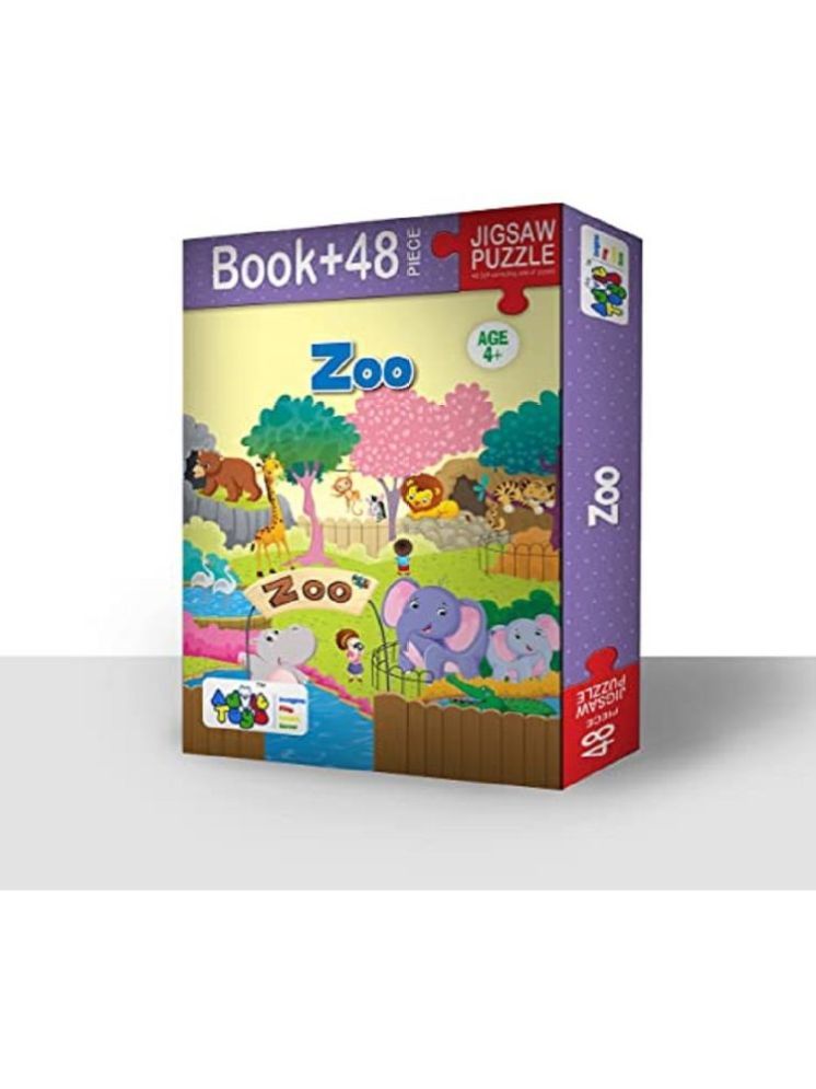     			Advit Toys Educational Zoo Animal Jigsaw Puzzle | Birthday Gift Ideas | Play and learn with Educational & Construction Activity Game for Kids | Best Gift for Baby Boys and Girls(48 Piece + Book)