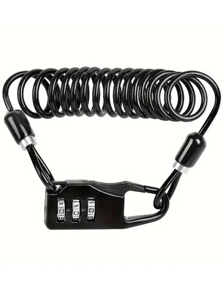     			Autokraftz Black Cable Type Helmet Lock - Non-Resettable Number Lock