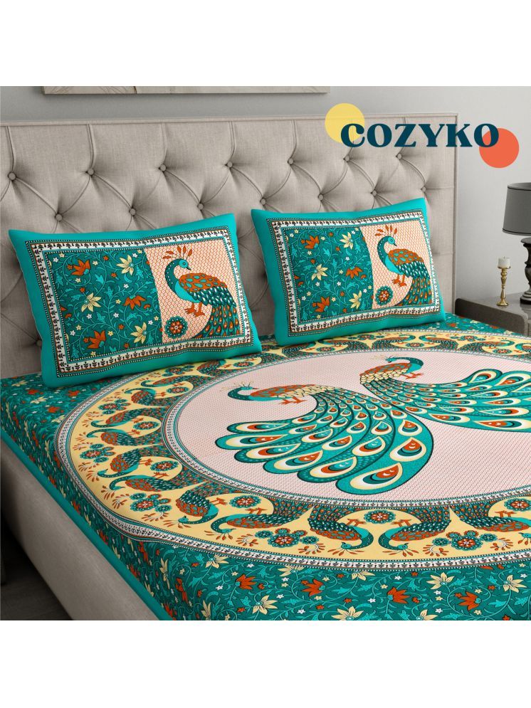     			COZYKO Cotton Ethnic 1 Double with 2 Pillow Covers - Multicolor