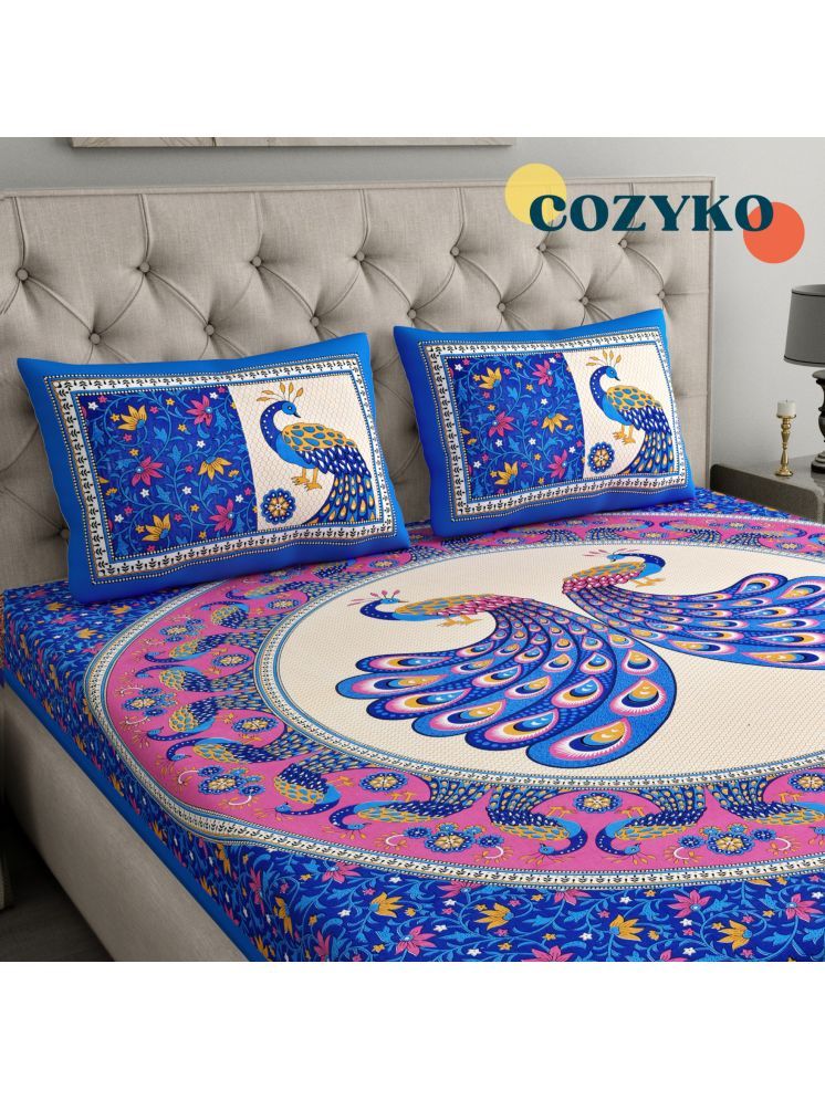     			COZYKO Cotton Ethnic 1 Double with 2 Pillow Covers - Multicolor