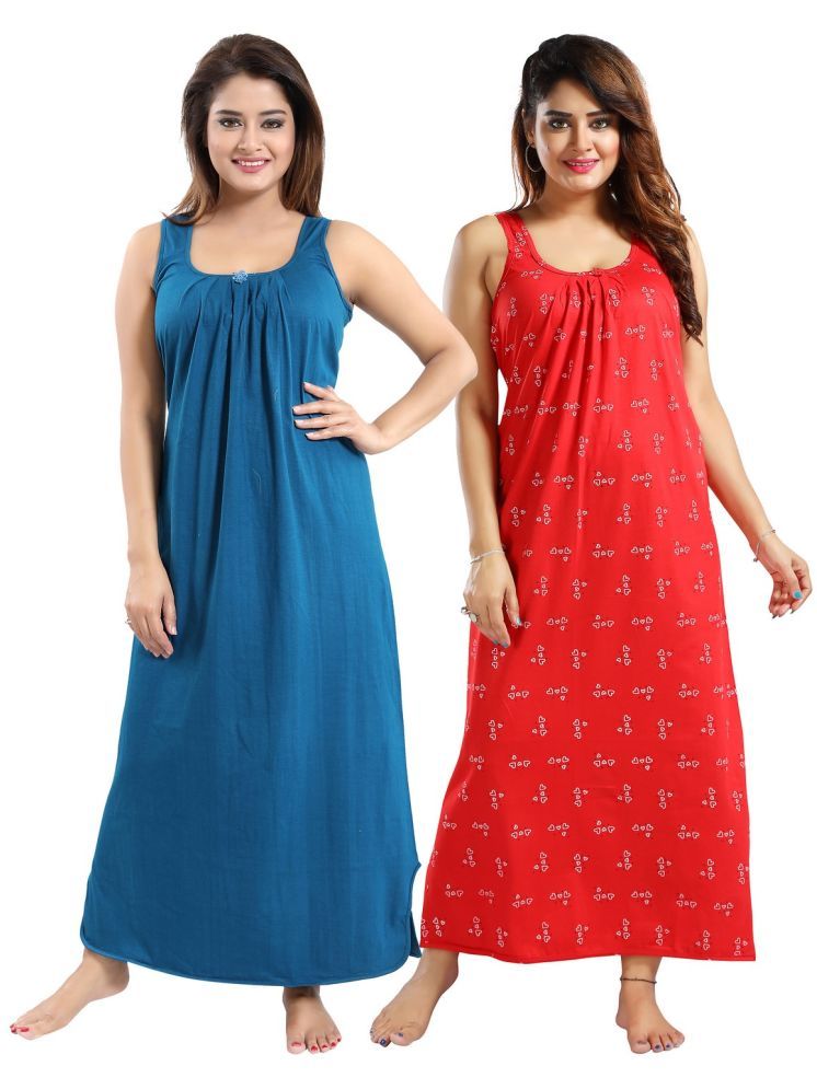     			Cinco Multicolor Cotton Blend Women's Nightwear Nighty & Night Gowns ( Pack of 2 )