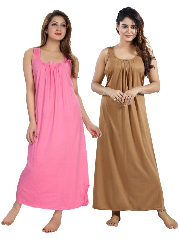     			Cinco Multicolor Cotton Blend Women's Nightwear Nighty & Night Gowns ( Pack of 2 )