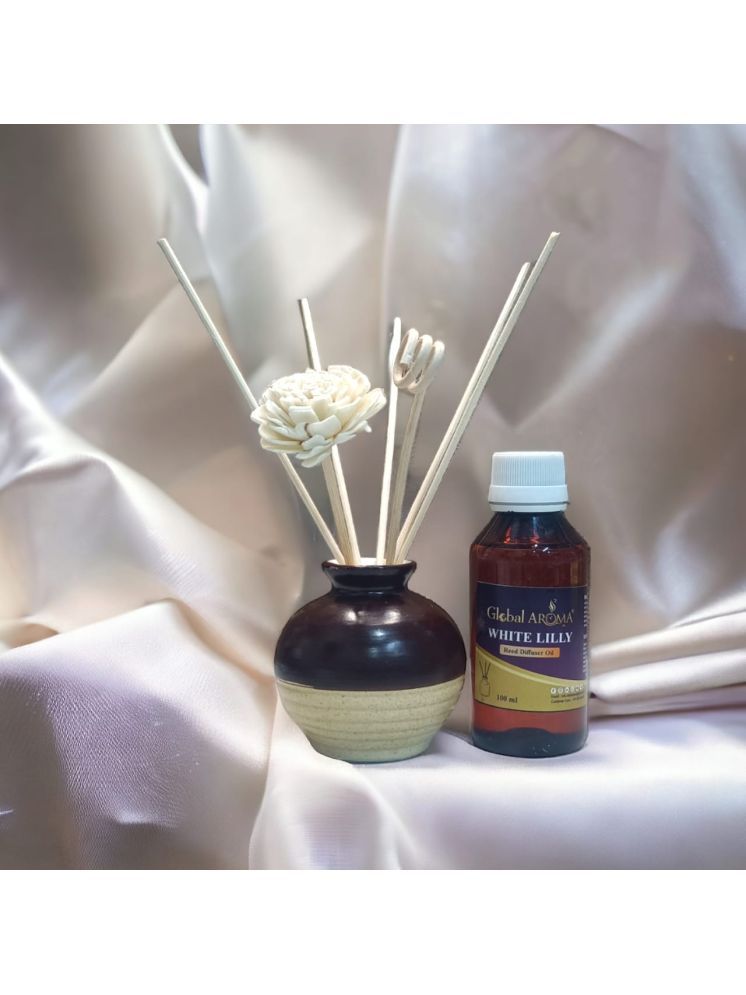     			GLOBAL AROMA Whitelily Fragrance Ceramic Pot Reed Diffusers Set 100ML