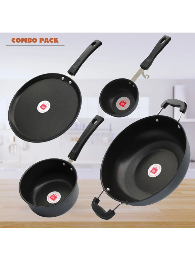     			LAZYWINDOW Grey Hard Anodised Non-Stick Cookware Sets ( Set of 1 )