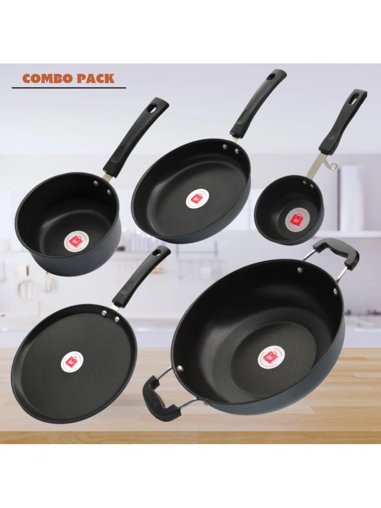     			LAZYWINDOW Grey Hard Anodised Non-Stick Cookware Sets ( Set of 1 )