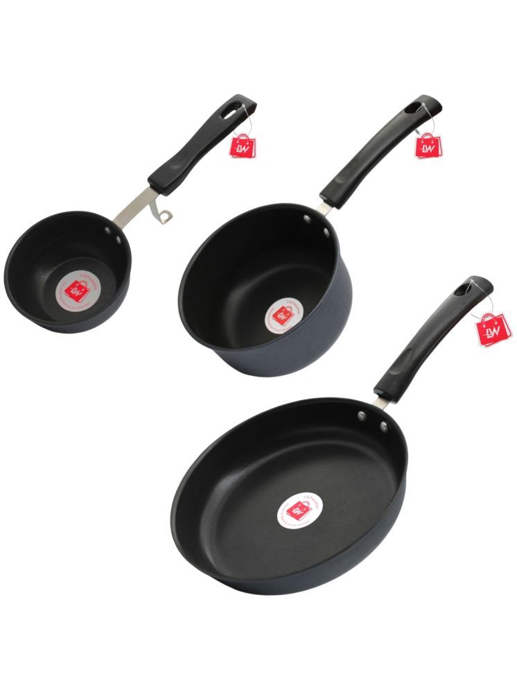     			LAZYWINDOW Grey Hard Anodised Non-Stick Cookware Sets ( Set of 1 )