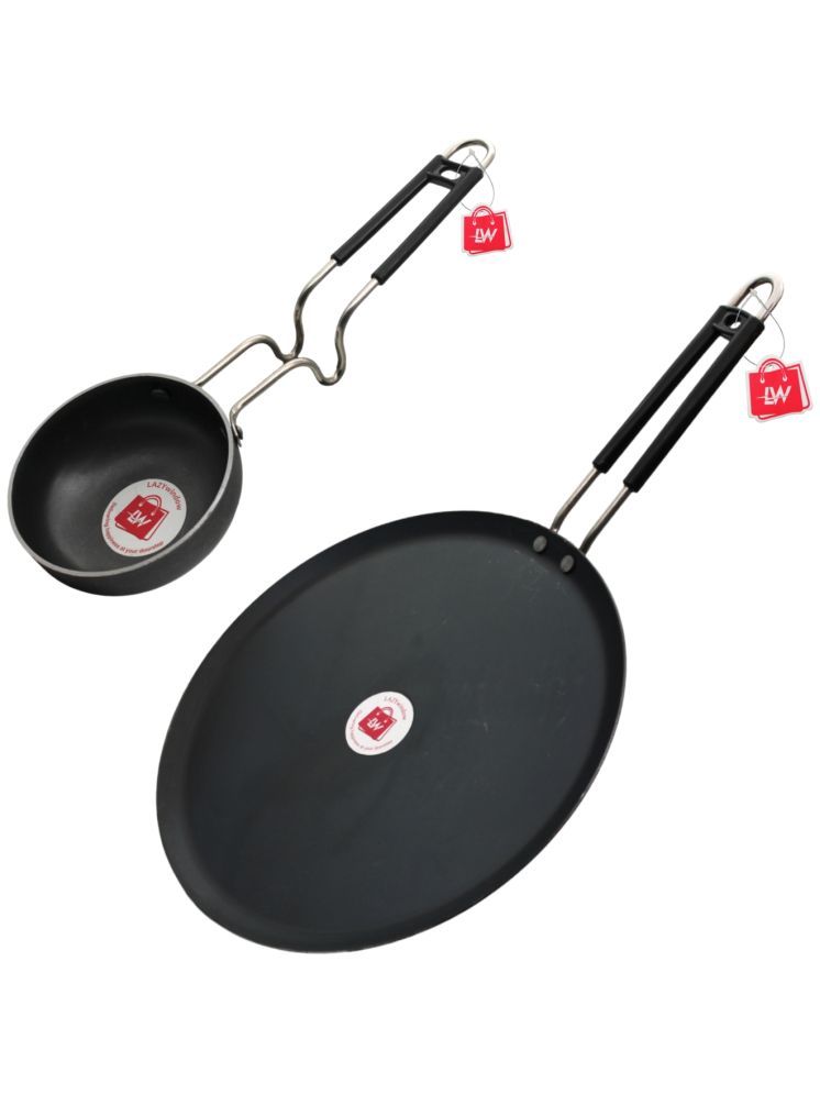     			LAZYWINDOW Tadka Pan And Tawa Black Iron No Coating Cookware Sets ( Set of 1 )