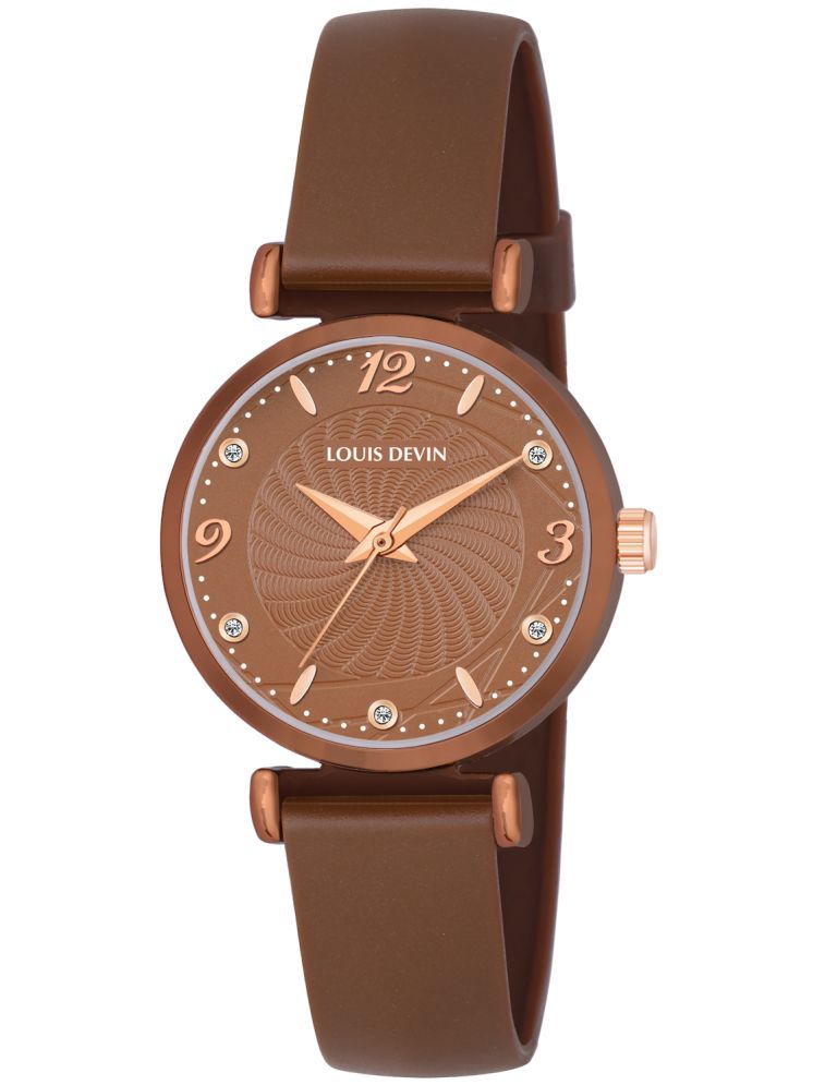     			LOUIS DEVIN Brown PU Analog Womens Watch