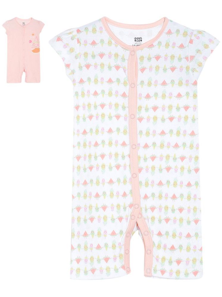     			MINI KLUB Multi Color Cotton Rompers For Baby Girl ( Pack of 2 )