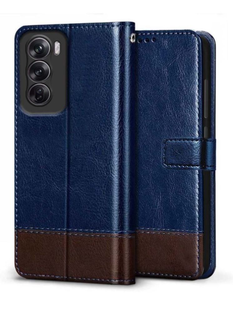     			NBOX Blue Flip Cover Leather Compatible For Oppo Reno 12 Pro 5G ( Pack of 1 )