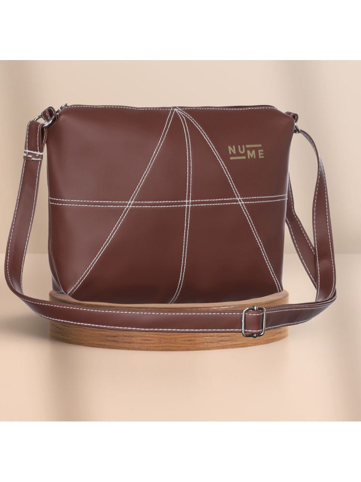     			NuMe Brown PU Sling Bag