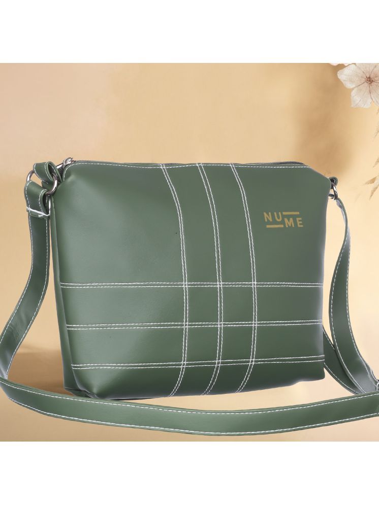     			NuMe Green PU Sling Bag