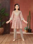 Aarika Girls Rayon Kurta and Pant Set ( Pack of 1 , Peach )