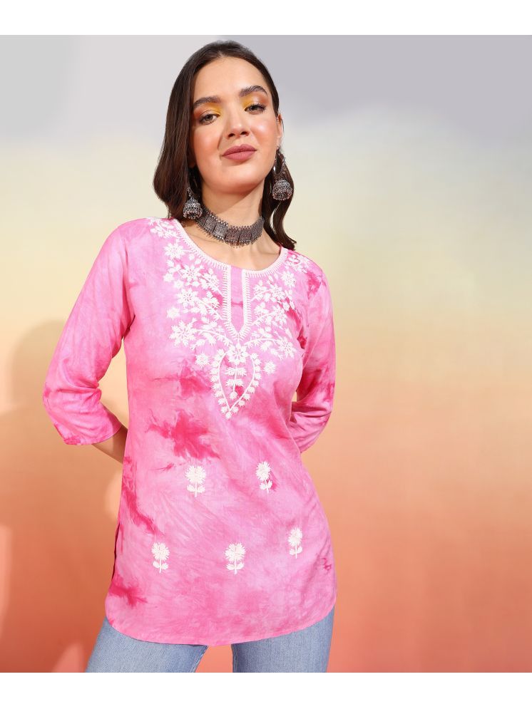     			AASIYA Viscose Blend Embroidered Straight Women's Kurti - Pink ( Pack of 1 )