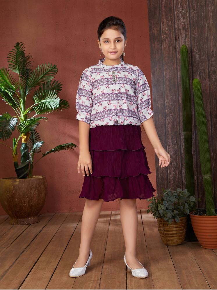     			Aarika Pack of 1 Girls Crepe Top With Skirt ( White )