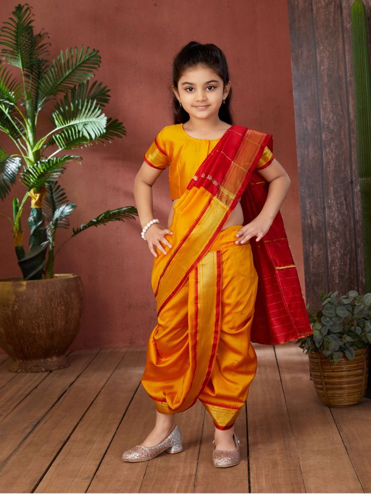     			Aarika - Yellow Silk Girls Saree ( Pack of 1 )