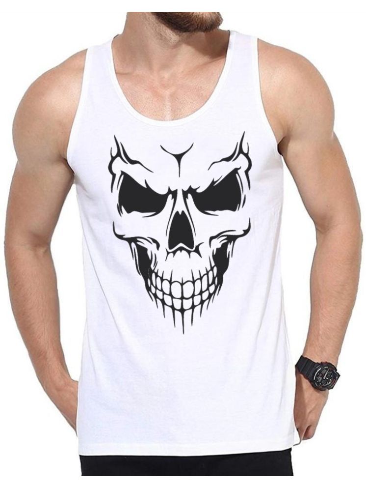     			EDApparels Polyester Men's Vest ( White ) Printed Gym Vest