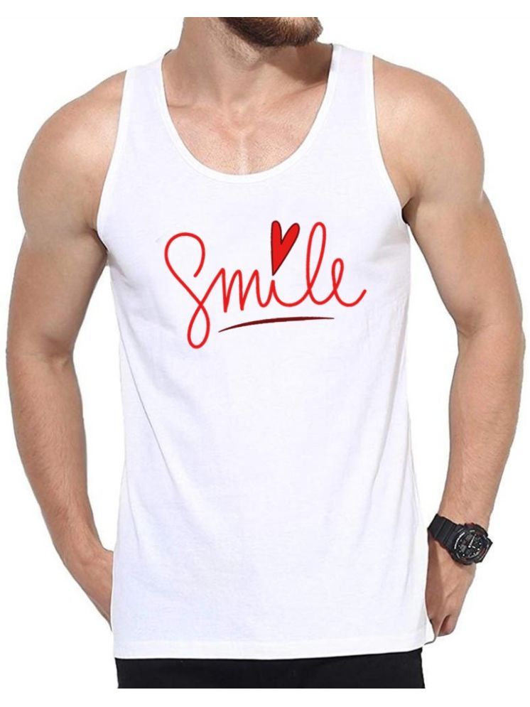     			EDApparels Polyester Men's Vest ( White ) Printed Gym Vest