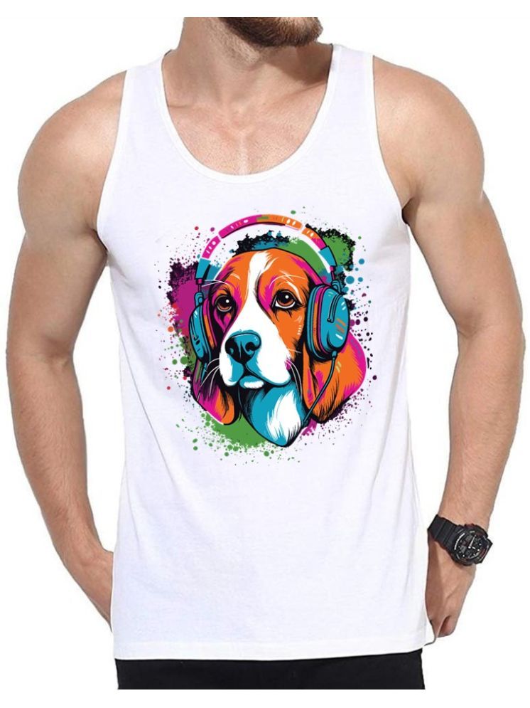     			EDApparels Polyester Men's Vest ( White ) Printed Gym Vest