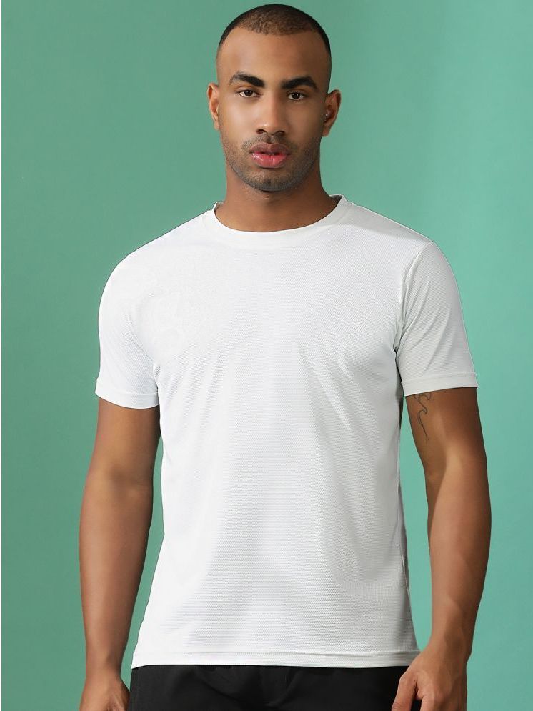     			EPPE Polyester Slim Fit Self Design Half Sleeves Men's Round T-Shirt - White ( Pack of 1 )