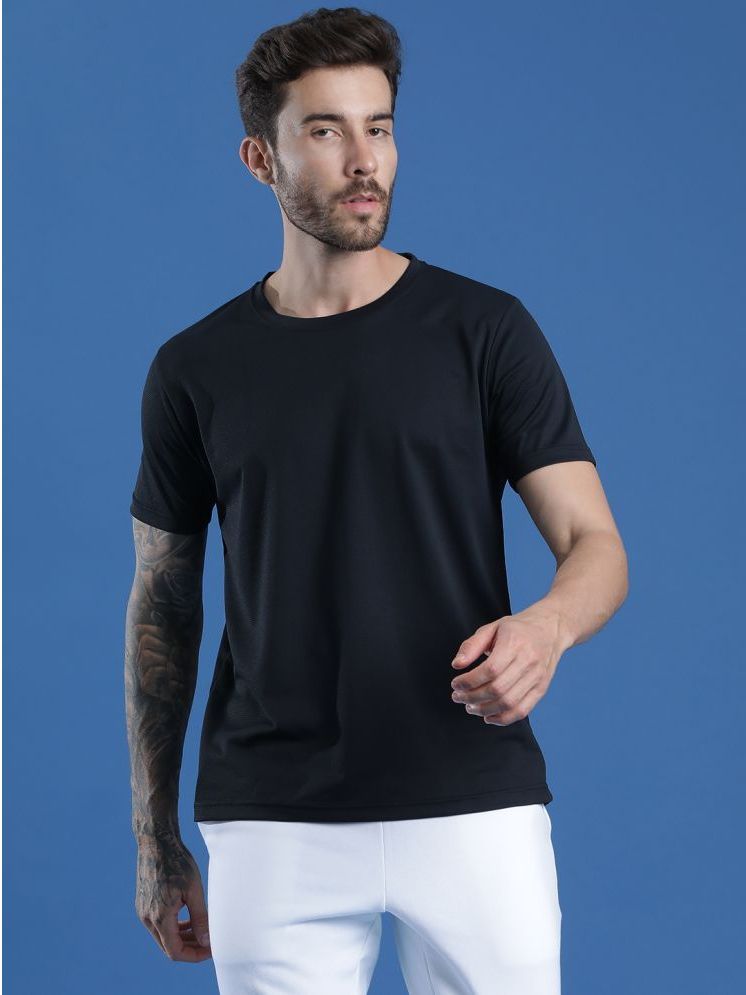     			EPPE Polyester Slim Fit Solid Half Sleeves Men's Round T-Shirt - Black ( Pack of 1 )