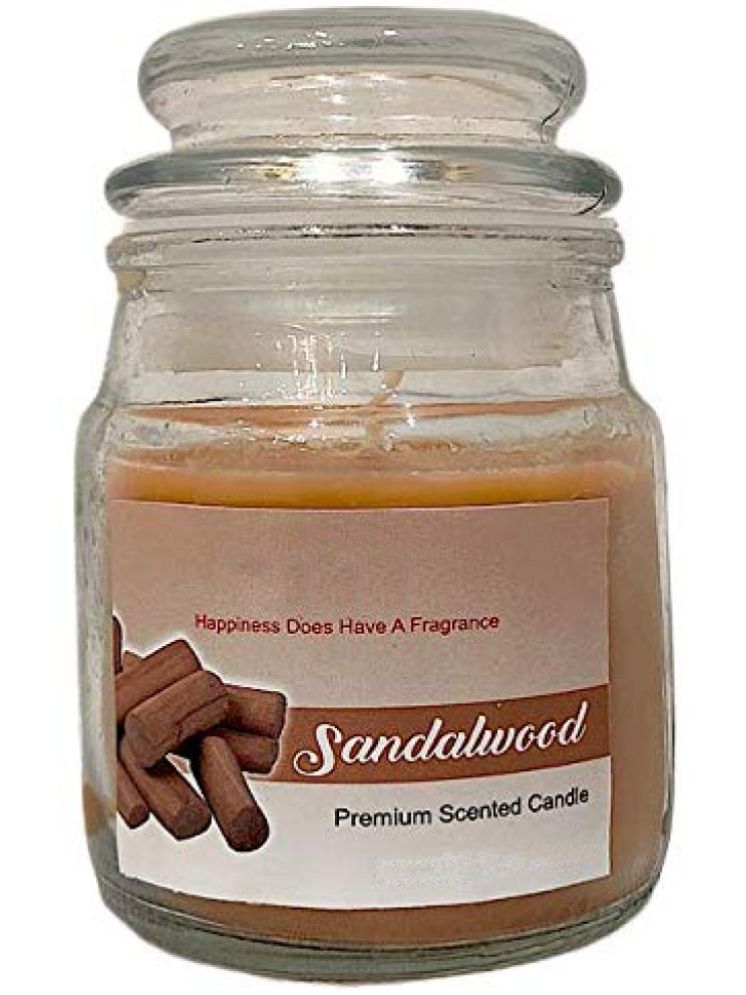     			Floish Brown Sandalwood Jar Candle 9 cm ( Pack of 1 )