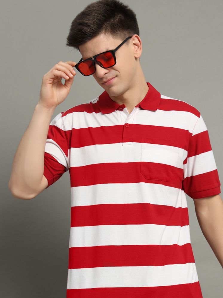     			GET GOLF Cotton Blend Regular Fit Striped Half Sleeves Men's Polo T Shirt - Red ( Pack of 1 )