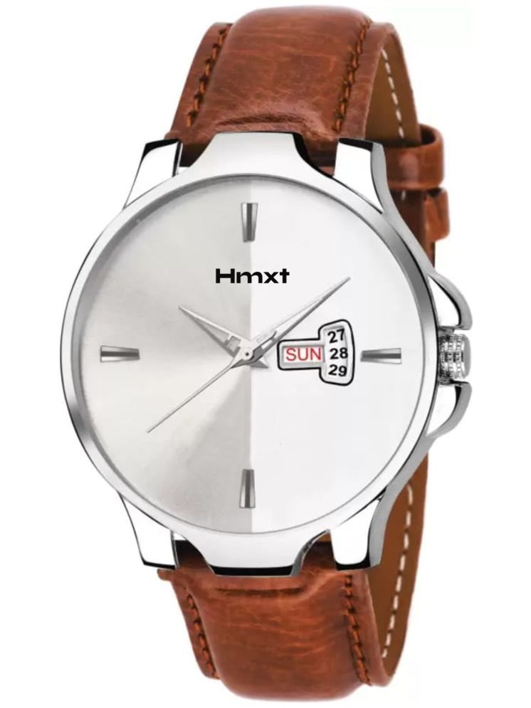     			HMXT Brown Leather Analog Men's Watch