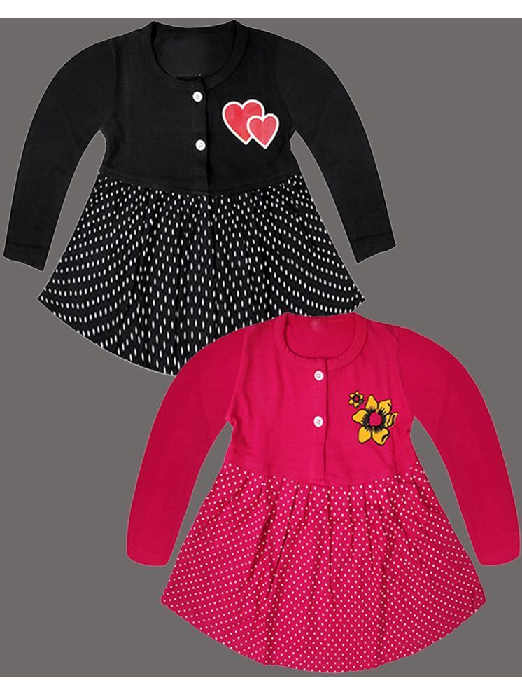     			KidzzCart Pink & Black Cotton Baby Girl Frock ( Pack of 2 )