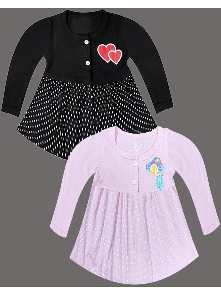     			KidzzCart Pink & Black Cotton Baby Girl Frock ( Pack of 2 )