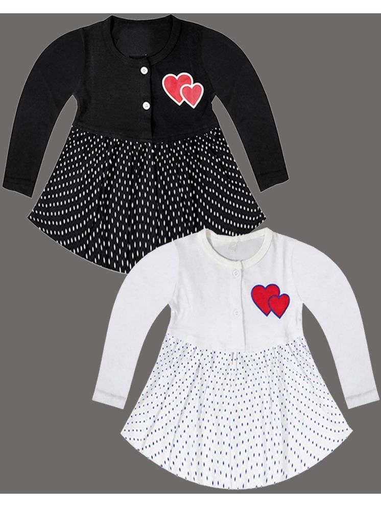     			KidzzCart White & Black Cotton Baby Girl Frock ( Pack of 2 )