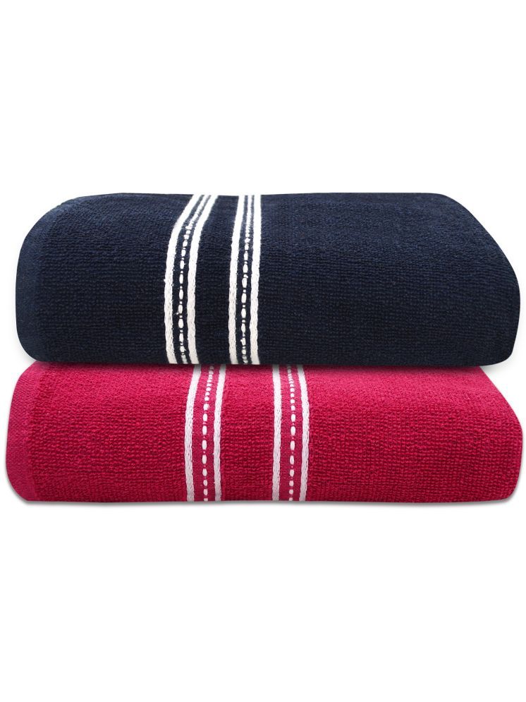     			LADLI JEE Cotton Striped 400 -GSM Bath Towel ( Pack of 2 ) - Navy Blue