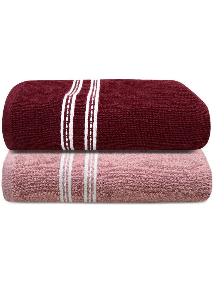     			LADLI JEE Cotton Striped 400 -GSM Bath Towel ( Pack of 2 ) - Maroon