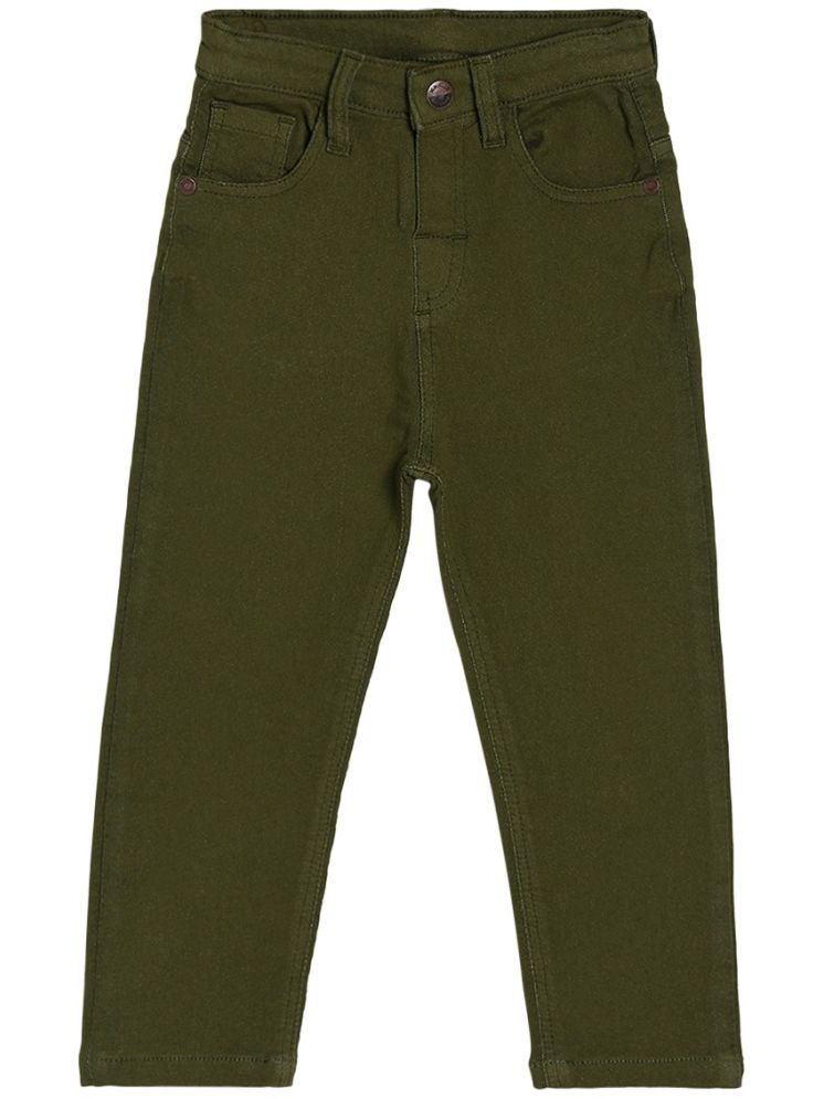     			Miniklub Boys Adjustable Elastic Full Length Woven Denim Pant (Olive Color)