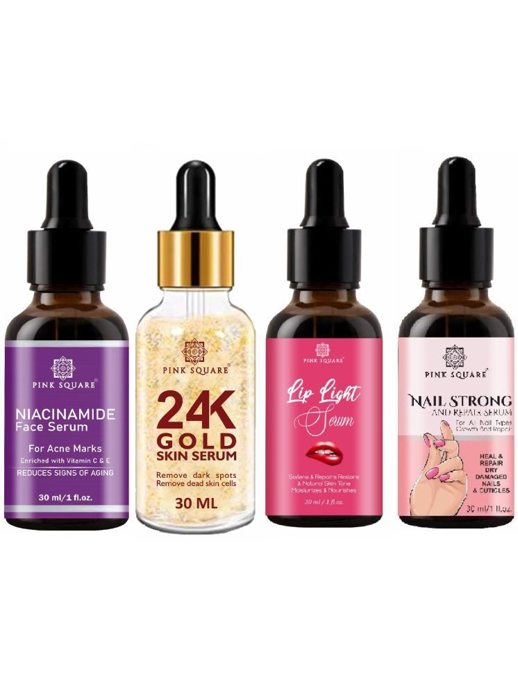     			Niacinamide Face Serum, 24K Gold Facial Serum, Lip Light Serum & Nail Strong and Repair Serum (Each,30ml) Combo of 4