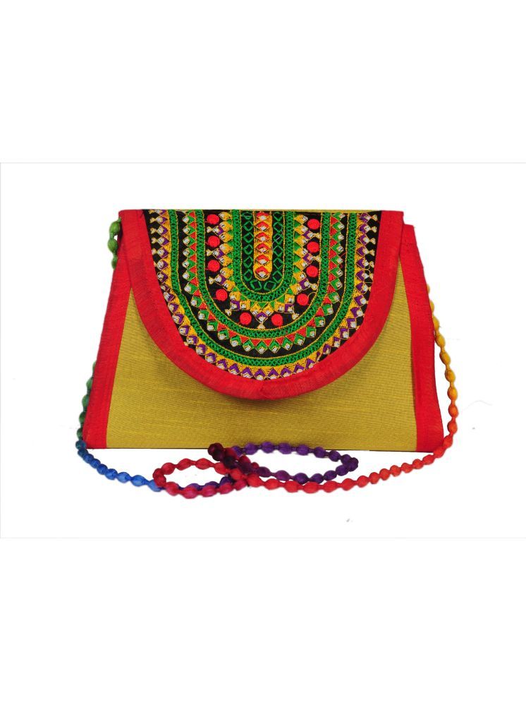     			Sunvika House Yellow Cotton Sling Bag