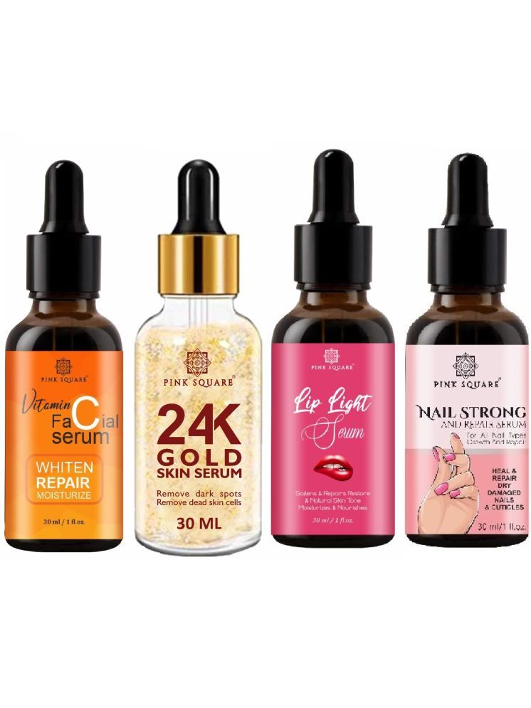     			Vitamin C Face Serum, 24K Gold Facial Serum, Lip Light Serum & Nail Strong and Repair Serum (Each,30ml) Combo of 4