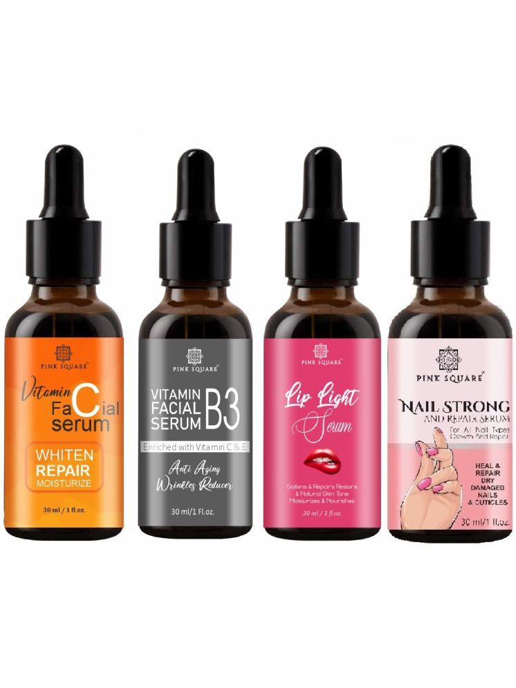     			Vitamin C Face Serum, Vit B3 Serum, Lip Light Serum & Nail Strong and Repair Serum (Each,30ml) Combo of 4