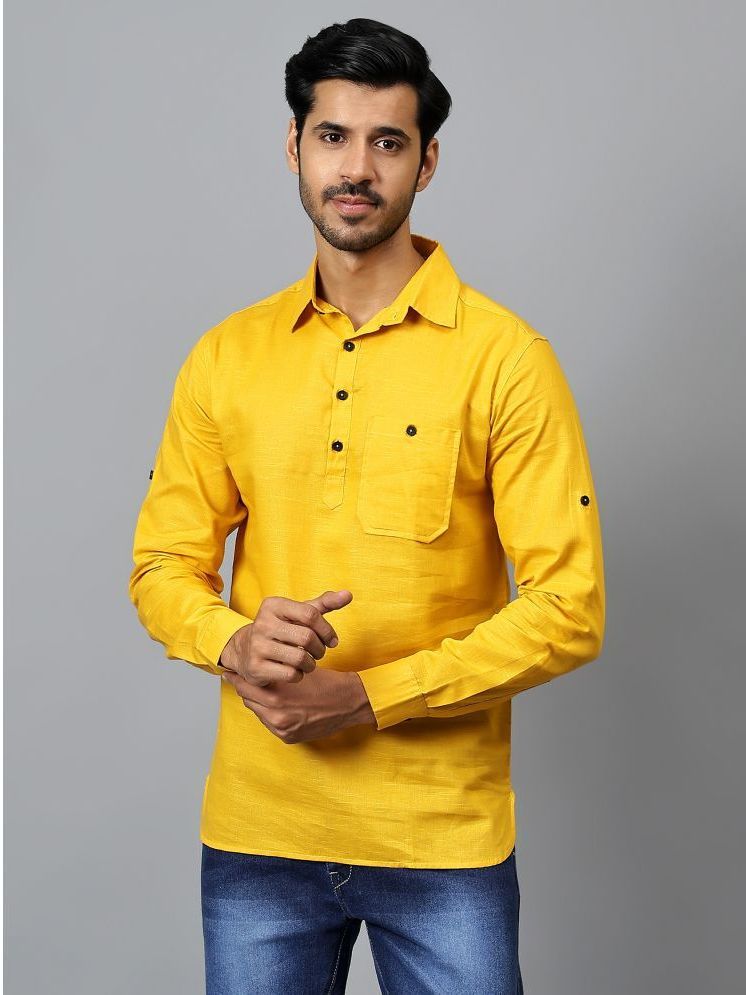     			Yugnik Mustard Cotton Men's Shirt Style Kurta ( Pack of 1 )