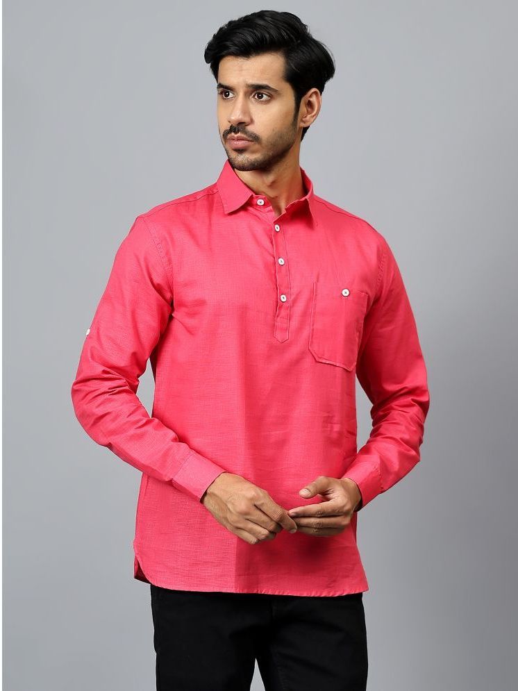     			Yugnik Pink Cotton Men's Shirt Style Kurta ( Pack of 1 )