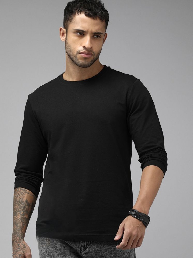     			curvy comfort Cotton Blend Regular Fit Solid Full Sleeves Men's Round T-Shirt - Black ( Pack of 1 )