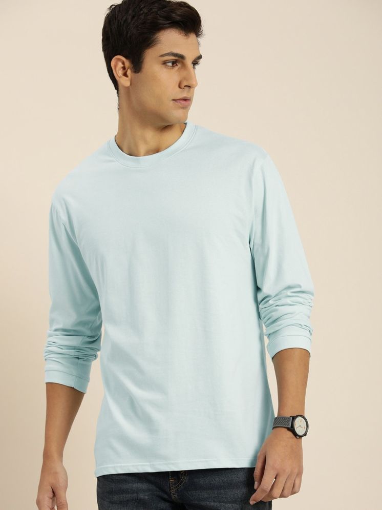     			curvy comfort Cotton Blend Regular Fit Solid Full Sleeves Men's Round T-Shirt - Sky Blue ( Pack of 1 )