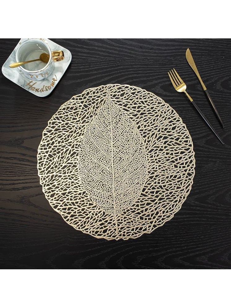     			Dakshya Industries PVC Floral Round Table Mats ( 38 cm x 38 cm ) Pack of 1 - Gold