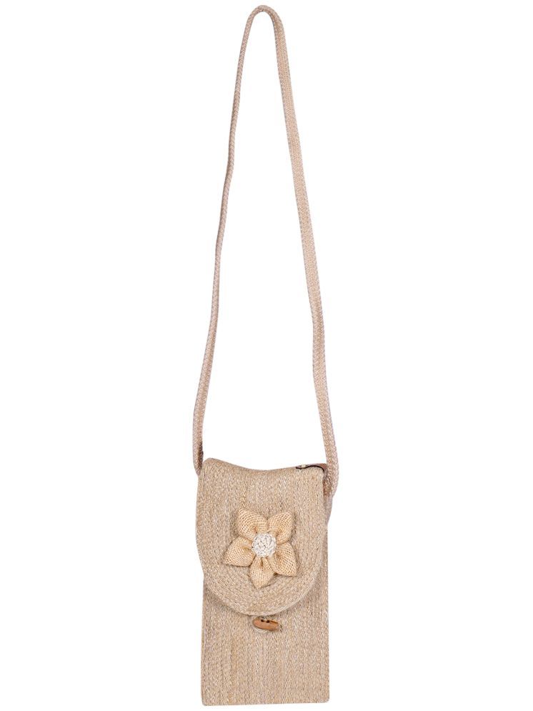     			ENSAC Cream Jute Sling Bag