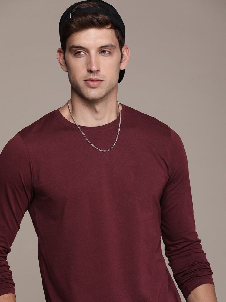     			curvy comfort Cotton Blend Regular Fit Solid Full Sleeves Men's Round T-Shirt - Maroon ( Pack of 1 )