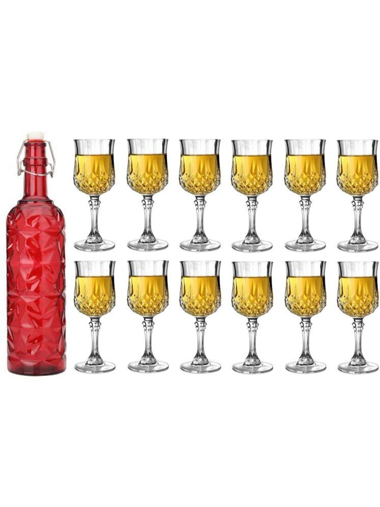     			AFAST Glass Serving Set with Bottle Red Glass Fridge Water Bottle 1000 mL ( Set of 13 )