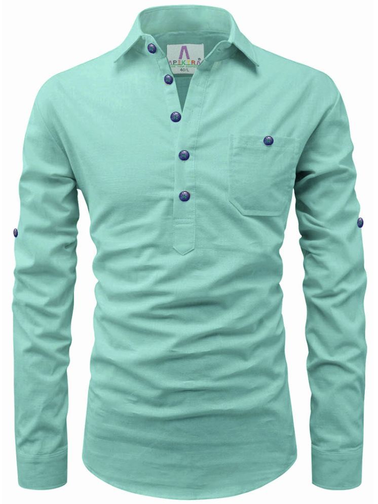     			Apektra Light Green Cotton Men's Shirt Style Kurta ( Pack of 1 )