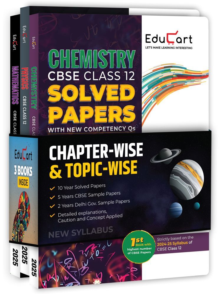     			Educart Class 12 Chapter-wise Solved Papers Physics, Chemistry and Maths for 2025 | CBSE 2024-25